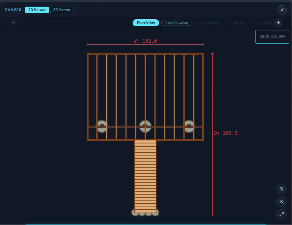 MAKR plan view framing diagram with dimensions — platform screenshot