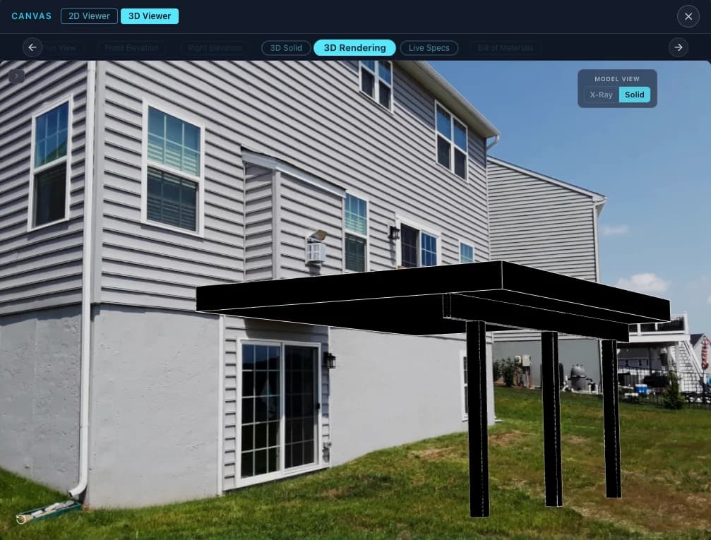 MAKR 3D rendering composited on client home — platform screenshot
