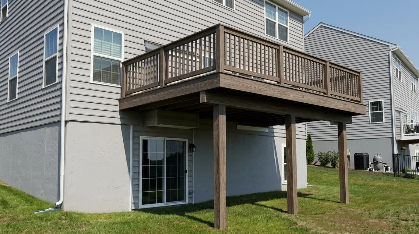 Deck design rendered onto client home